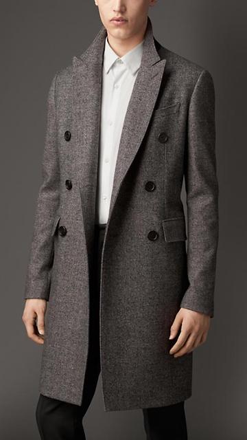 Burberry Sharkskin Wool Blend Topcoat