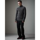Burberry Burberry Rib Knit Wool Cashmere Turtleneck Sweater, Grey