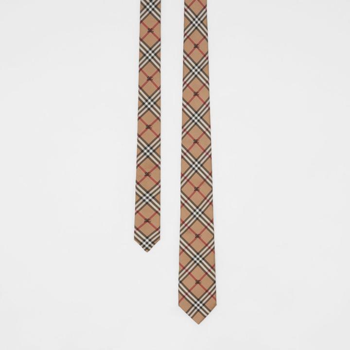 Burberry Burberry Slim Cut Equestrian Knight Check Silk Tie, Brown