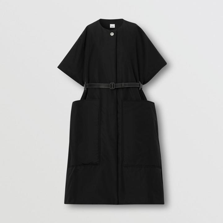 Burberry Burberry Short-sleeve Technical Cotton Belted Cape, Size: Xs/s, Black