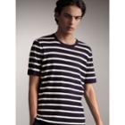 Burberry Burberry Check Detail Striped Silk Cotton T-shirt, Size: Xxxl, Blue