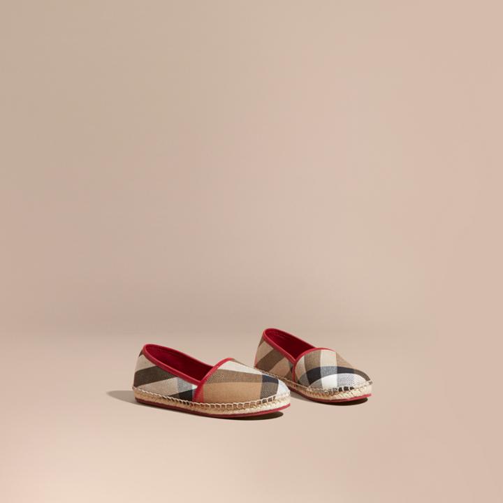 Burberry Burberry House Check Cotton Canvas Espadrilles, Size: 29, Pink
