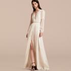 Burberry Burberry Lace Detail Silk Crepon Floor-length Dress, Size: 06, White