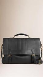 Burberry Embossed Check Grainy Leather Briefcase