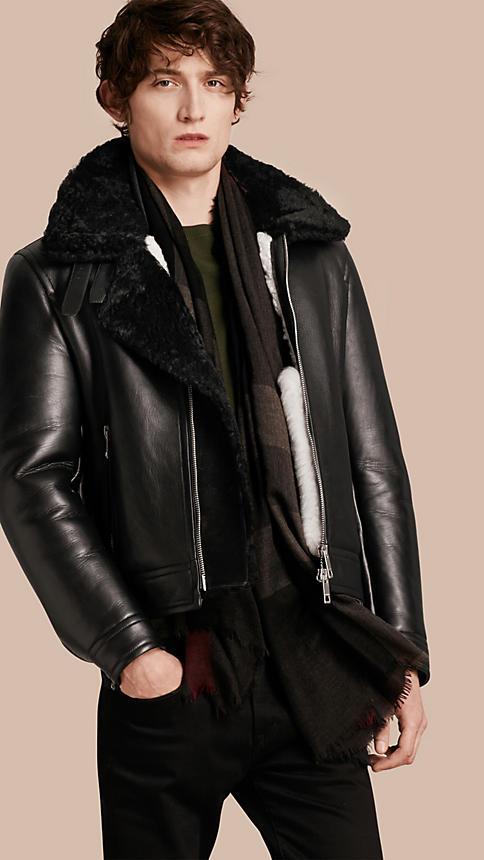 Burberry Lambskin And Shearling Aviator Jacket