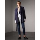 Burberry Burberry Silk Wrap Trench Coat, Size: 00, Blue
