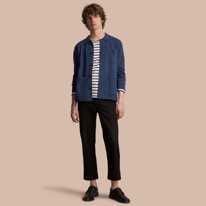 Burberry Burberry Knitted Cashmere Cotton Workwear Jacket, Blue