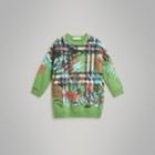 Burberry Burberry Graffiti Scribble Check Print Cotton Dress, Size: 6y, Green