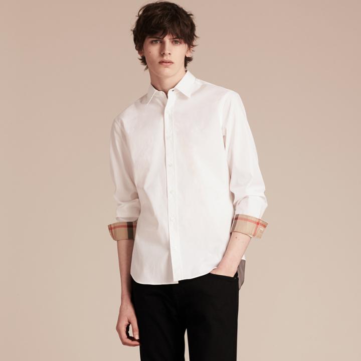 Burberry Burberry Stretch Cotton Poplin Shirt, Size: Xl, White