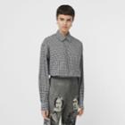 Burberry Burberry Puff-sleeve Gingham Cotton Shirt, Size: 00, Black