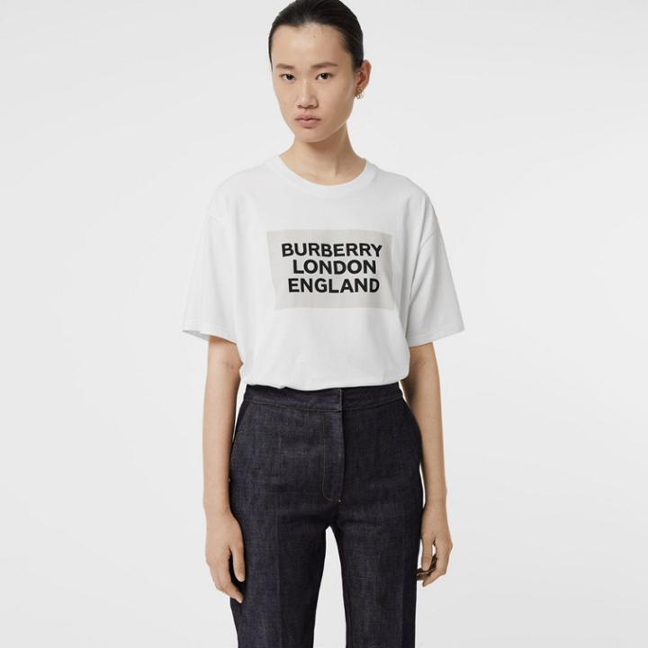 Burberry Burberry Logo Print Stretch Cotton T-shirt, White