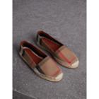 Burberry Burberry Check Linen Cotton Espadrilles, Size: 36.5, Brown