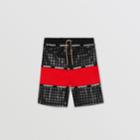 Burberry Burberry Childrens Houndstooth Check Panel Cotton Shorts, Size: 14y, Red