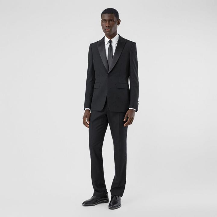 Burberry Burberry Monogram And Star Wool Silk Jacquard Trousers, Size: 38, Black