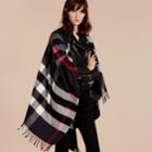 Burberry Burberry Check Cashmere And Wool Poncho, Blue