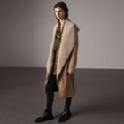 Burberry Burberry Detachable Rib Knit Collar Cashmere Coat, Size: 06, Brown