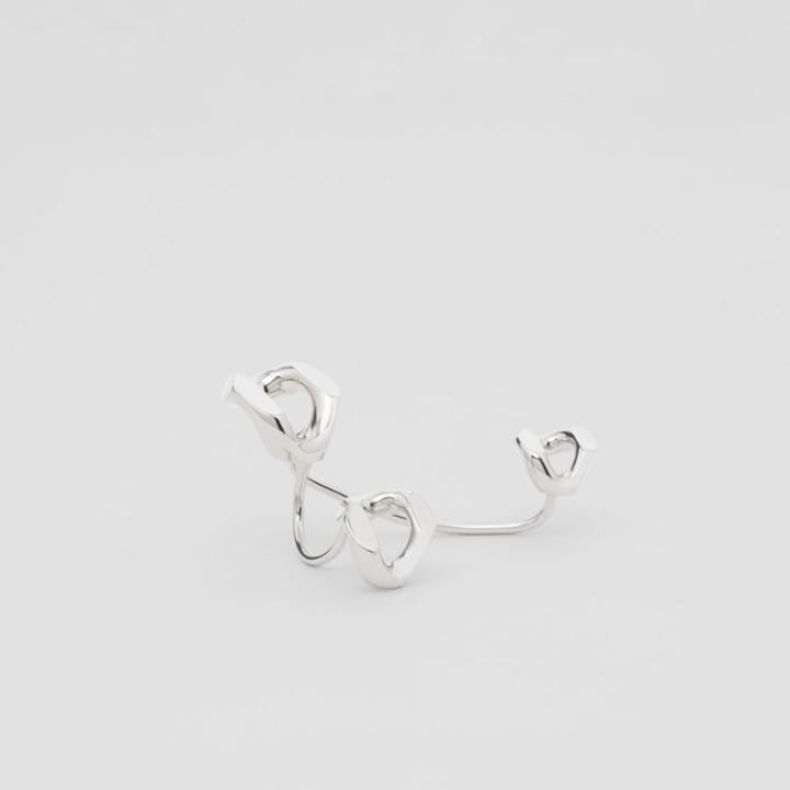 Burberry Burberry Palladium-plated Chain-link Ring Trio, Size: Os