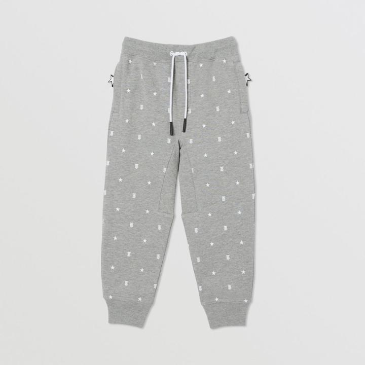 Burberry Burberry Childrens Star And Monogram Print Cotton Jogging Pants, Size: 6y, Grey