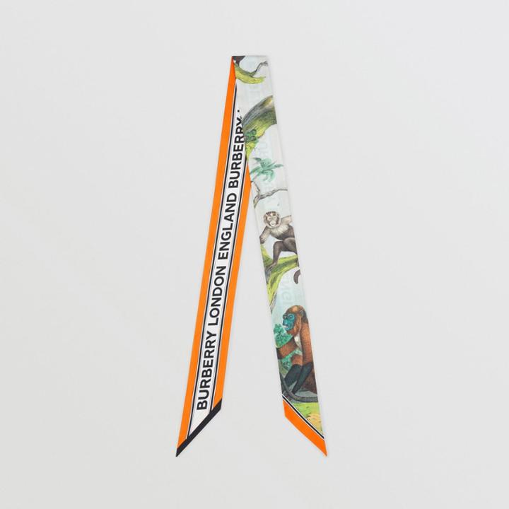 Burberry Burberry Monkey Print Silk Skinny Scarf, Green