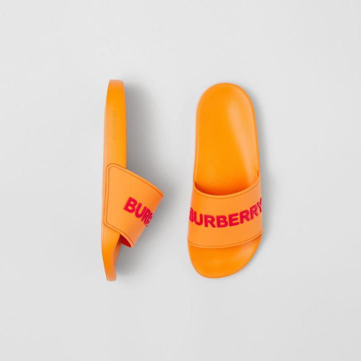 Burberry Burberry Logo Detail Slides, Size: 40
