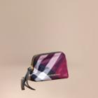 Burberry Burberry Small Zip-top Check Pouch, Purple