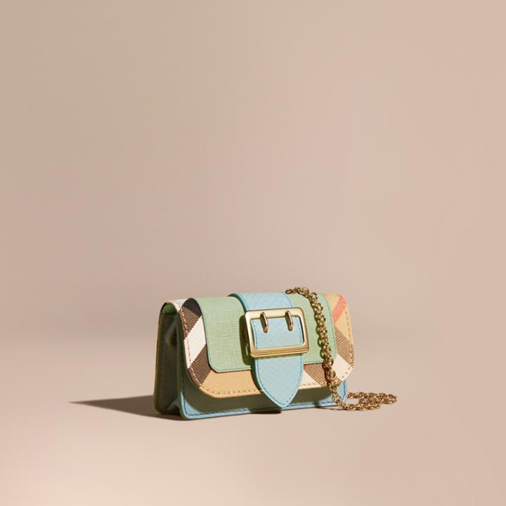 Burberry Burberry The Mini Buckle Bag In Snakeskin And House Check, Green