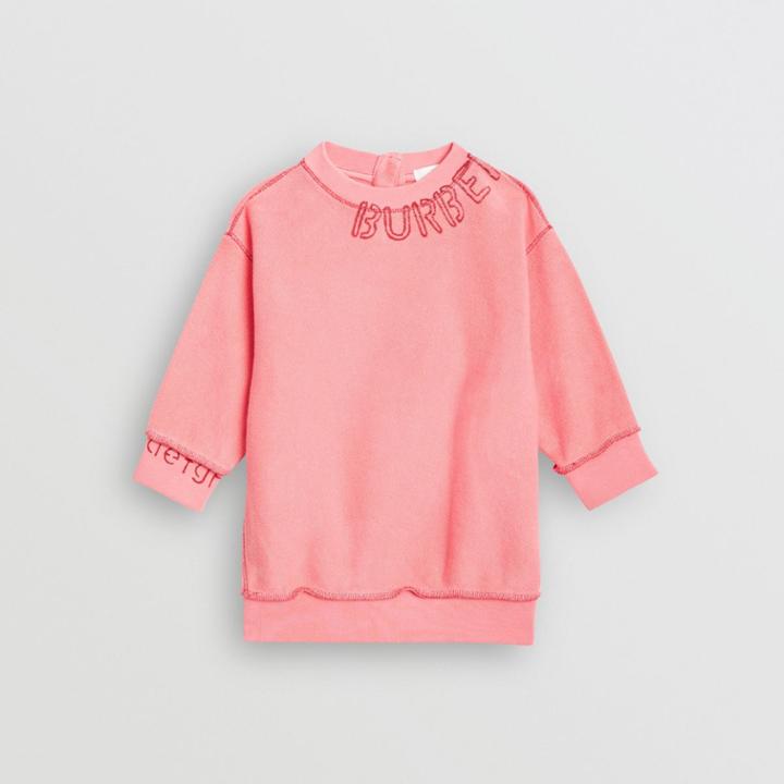 Burberry Burberry Childrens Stencil Logo Print Cotton Sweater Dress, Size: 6m, Pink