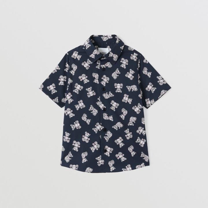 Burberry Burberry Childrens Short-sleeve Thomas Bear Print Stretch Cotton Shirt, Size: 10y