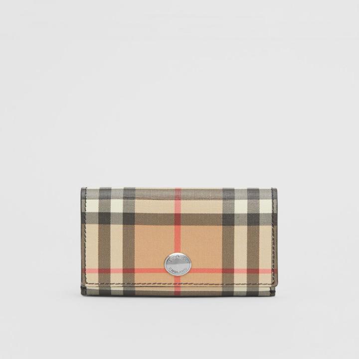 Burberry Burberry Small Vintage Check E-canvas Folding Wallet, Black
