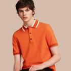 Burberry Burberry Striped Collar Cotton Piqu Polo Shirt, Size: M, Orange