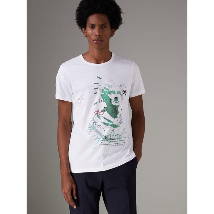 Burberry Burberry Bust Print Mlange Cotton T-shirt, Size: Xxl