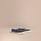 Burberry Burberry Python Print Cotton And Leather Trainers, Size: 38.5, Blue