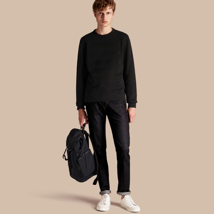 Burberry Burberry Regimental Tape Cotton Blend Jersey Sweatshirt, Black