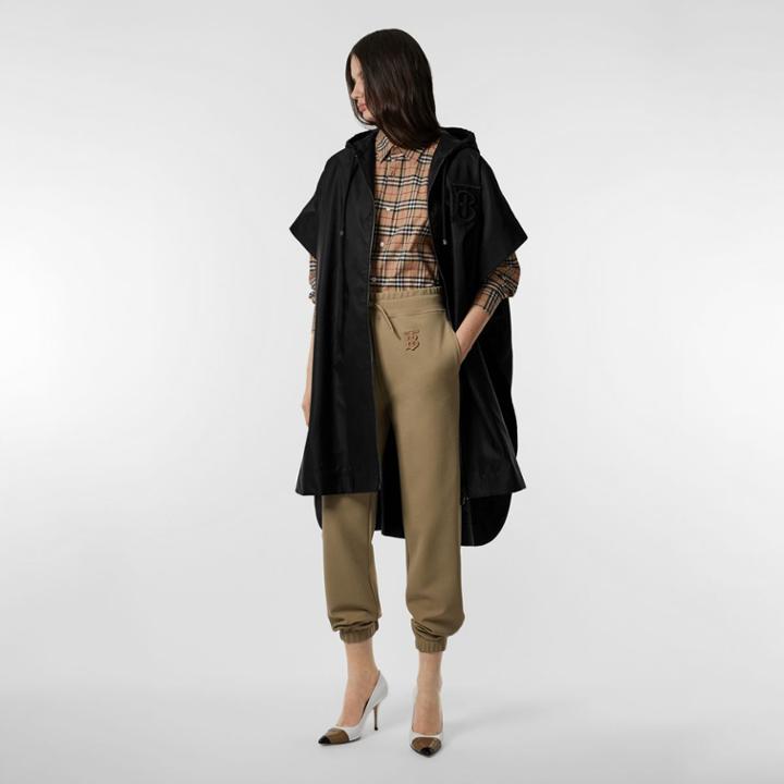 Burberry Burberry Monogram Motif Nylon Oversized Hooded Poncho, Size: M/l, Black