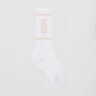 Burberry Burberry Monogram Motif Intarsia Socks, Size: Xl, White/pale Pink