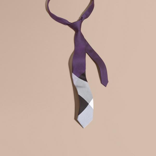 Burberry Slim Cut Check Silk Cotton Tie