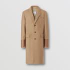 Burberry Burberry Cuff Detail Camel Hair Wool Tailored Coat, Size: 38