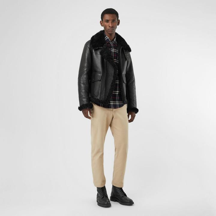 Burberry Burberry Shearling Aviator Jacket, Size: 34, Black