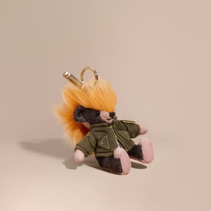 Burberry Burberry Thomas Bear Charm With Shearling And Pallas Heads Appliqu Bomber, Purple