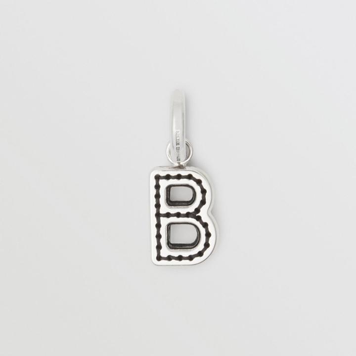 Burberry Burberry Leather-topstitched 'b' Alphabet Charm, Grey