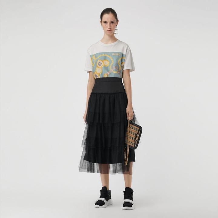 Burberry Burberry Archive Scarf Print Oversized T-shirt, Size: L, White