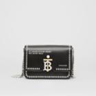 Burberry Burberry Small Studded Montage Print Leather Tb Bag, Black