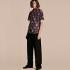 Burberry Short-sleeved Peony Rose Print Cotton Shirt