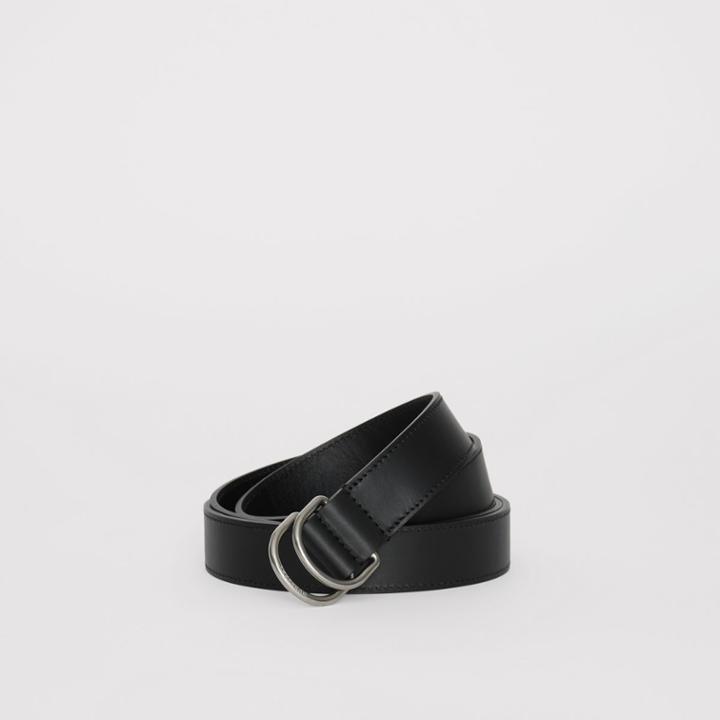 Burberry Burberry Leather Double D-ring Belt, Size: 100, Black