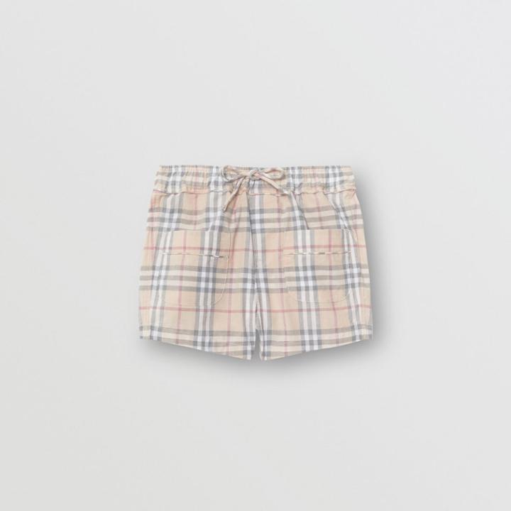 Burberry Burberry Childrens Check Cotton Shorts, Size: 6m, Pale Stone