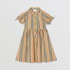 Burberry Burberry Childrens Icon Stripe Cotton Poplin Dress, Size: 6y, Beige