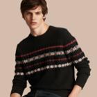 Burberry Burberry Fair Isle Knit Cashmere Wool Sweater, Size: Xxl, Black
