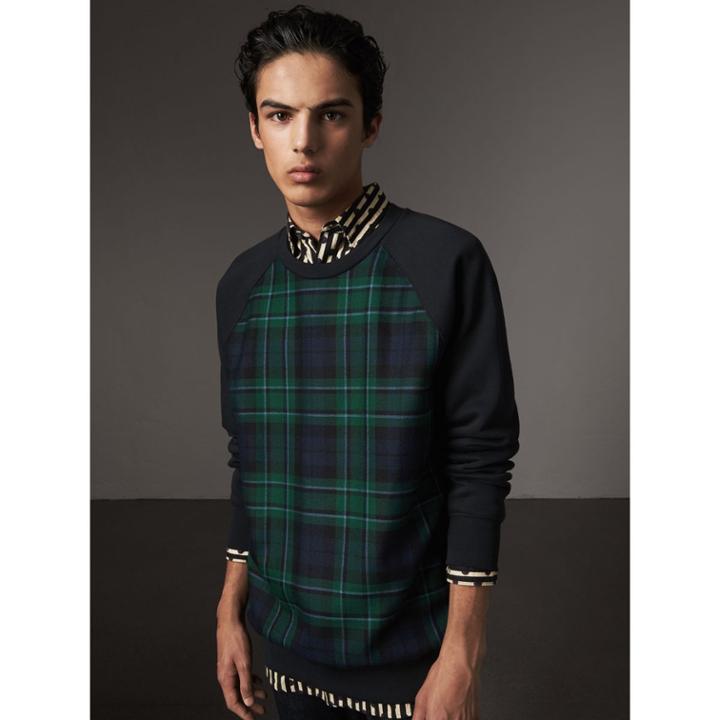 Burberry Burberry Tartan Panel Jersey Sweatshirt, Size: Xxl