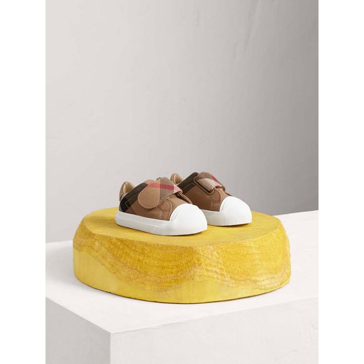 Burberry Burberry House Check And Leather Sneakers, Size: 1.5