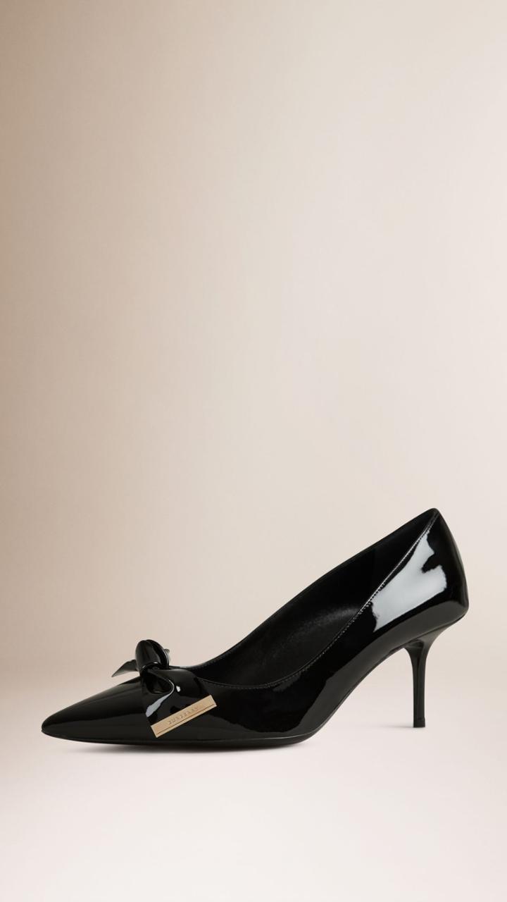 Burberry Burberry Bow Detail Patent Leather Pumps, Size: 39.5, Black